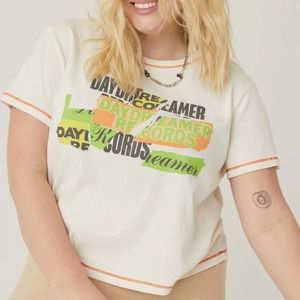 DAYDREAMER NWOT Ransom Note Shrunken Tee Graphic Band Records 1X Plus Size